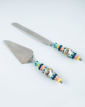 chumbak Set of 2 Stainless Steel Cake Server with Knife -picture-28