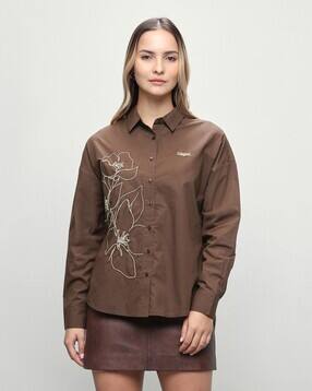 u.s. polo assn. Women Embroidered Spread-Collar Shirt-picture-33