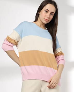 teamspirit Women Broad Striped Regular Fit Sweater-picture-11