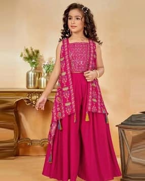 pixie n prince Girls Embroidery Flared Kurta Set-picture-16