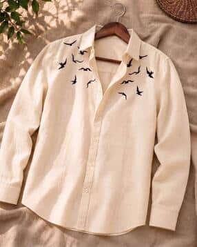 elixoria Men Bird Embroidered Regular Fit Shirt-picture-14