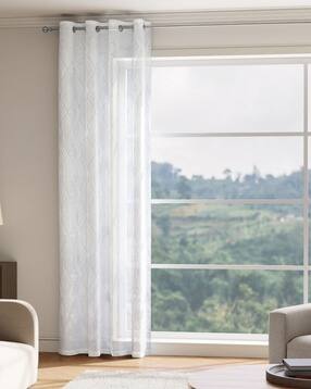 haus & kinder Embroidered Sheer Door Curtain with Eyelets Header -picture-10