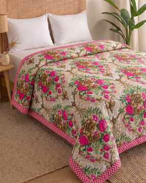 microfibre floral print double reversible comforter