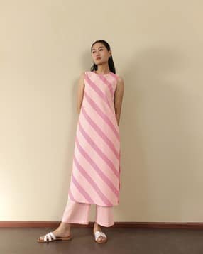 pink fort Women Stripes Pant-Suit Set-picture-21