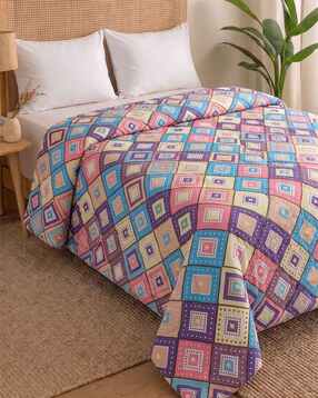 Microfibre Geometric Print Single Reversible Comforter-image-19