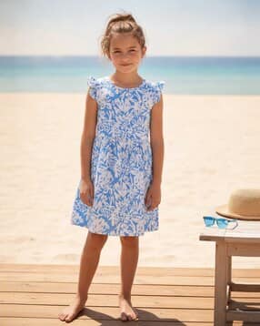 v-mart Girls Printed Round-Neck Fit & Flare Dress-picture-10
