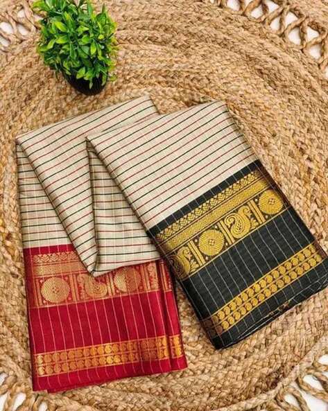 Juhi Collection Women Striped Saree with Blouse Piece