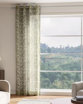 Embroidered Sheer Door Curtain with Eyelets Header -image-41