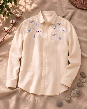 elixoria Men Bird Embroidered Regular Fit Shirt-picture-14