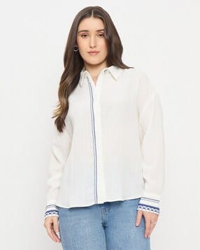 madame Women Relaxed Fit Spread-Collar Shirt-picture-15