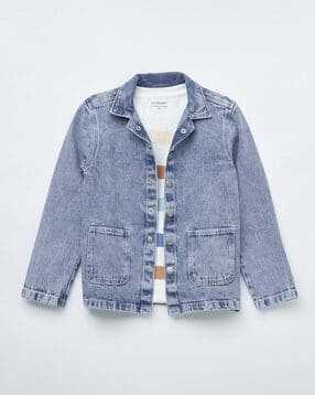 Boys Washed Regular Fit Shirt with T-Shirt-image-3