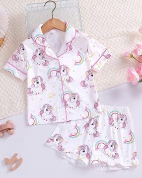 Girls Cartoon Print Shorts with Top-image-40
