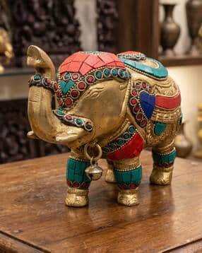 Stone Brass Elephant Statue -image-1