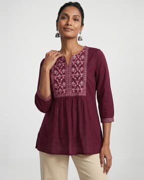 max Floral Embroidered A-Line Kurti-picture-20
