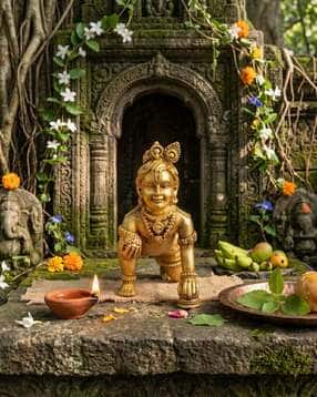 Small Brass Laddu Gopal Idol -image-17