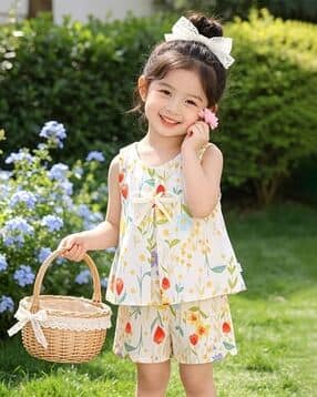 styleconnect Girls Floral Print Shorts with Top-picture-39