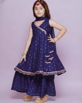 pixie n prince Girls Embroidered 3-Piece Kurta Suit Set-picture-15