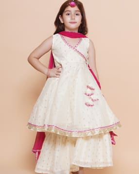 pixie n prince Girls Embroidered 3-Piece Kurta Suit Set-picture-14