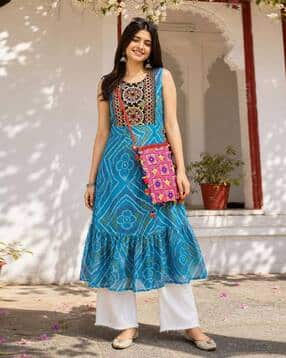 youthnic Women Bandhani Print Georgette A-Line Kurta-picture-36