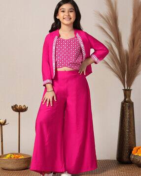 pixie n prince Girls Embroidered 3-Piece Ethnic Wear Set-picture-7