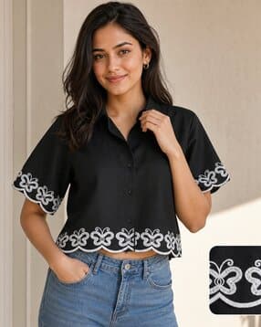 buda jeans co Women Embroidered Relaxed Fit Shirt-picture-20
