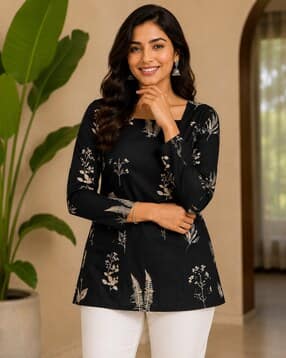 nyrika Women Floral Print Relaxed Fit Square-Neck Tunic-picture-26