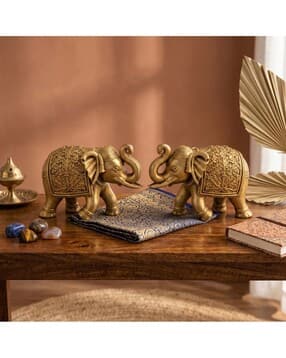 Golden Elephant Figurines for Living Room Decoration -image-7