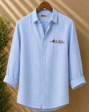 buda jeans co Men Birds Embroidered Regular Fit Shirt-picture-33