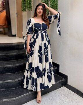 revangi Women Printed Maxi Gown Dress-picture-1