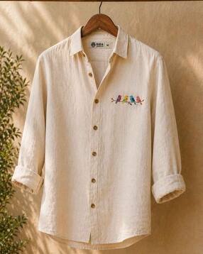 buda jeans co Men Birds Embroidered Regular Fit Shirt-picture-32