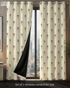 Pack of 2 Digital Printed Blackout Curtains with Eyelets-image-13