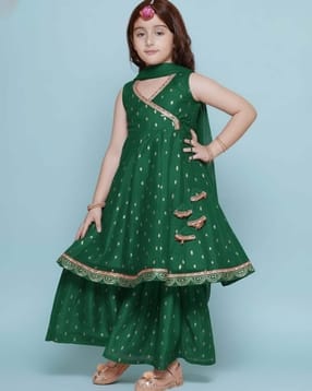 pixie n prince Girls Embroidered 3-Piece Kurta Suit Set-picture-25