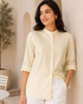 leia Women Regular Fit Mandarin-Collar Shirt-picture-16