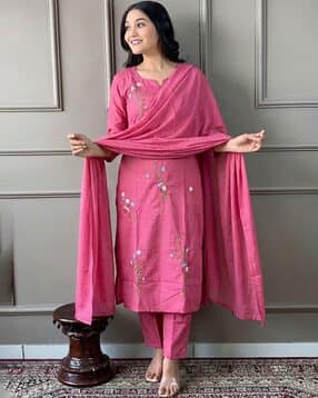 acai Women Embroidered Straight Kurta Suit Set-picture-14