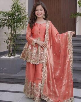 janashree fashion Girls Embroidered 3-Piece Flared Kurta Set-picture-14