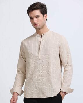 Men Patterned Regular Fit Short Kurta -image-17