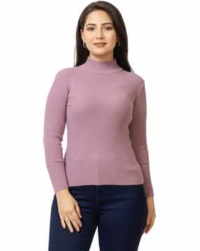 lasoon Women Ribbed Turtleneck Pullover-picture-25