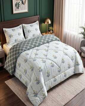 threadwear Floral Print Queen-Size Comforter Set with 2 Pillow Covers-picture-28