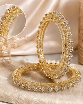 the pari Set of 2 Women Gold-Plated Slip-On Bangles-picture-37
