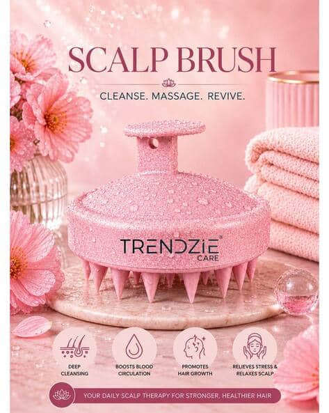 TRENDZiE SKIN CARE Soft Silicone Scalp Massage Brush