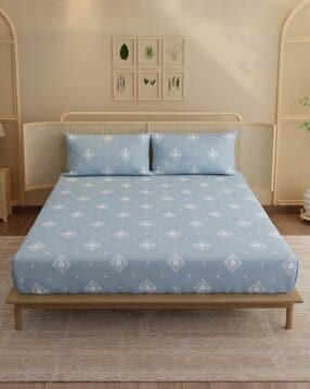 Kasturi Cotton 200 TC Ethnic Print King Fitted Sheet -image-4