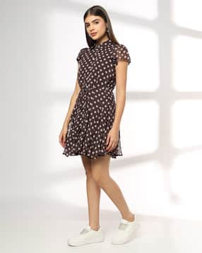 Women Polka-Dot Fit & Flare Mini Dress-image-16