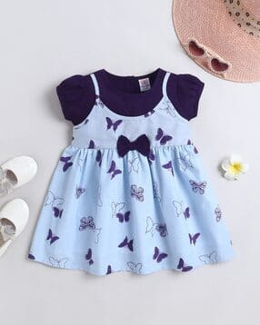 mama & bebe Girls Butterfly Print Round-Neck Fit & Flare Dress-picture-9