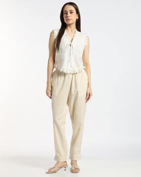 svrnaa by azorte Women Solid Cotton Flex Pants-picture-47