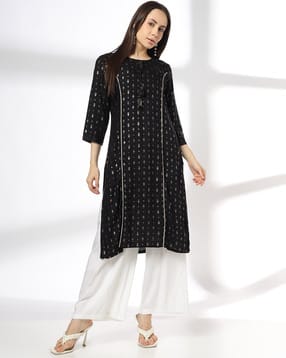 avaasa mix n' match Women Printed Tie-Up Straight Kurta-picture-35