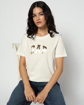 gap Women Foil Print Slim Fit Round-Neck T-Shirt-picture-14
