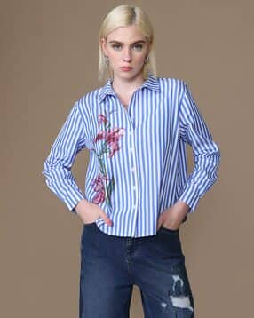 kazo Women Striped Relaxed Fit Classic Shirt-picture-45
