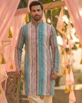 indie picks Pure Muslin Schiffli Embroidered Mandarin-Collar Kurta-picture-6