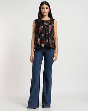 svrnaa by azorte Abstract Print Stylised Fit Top with Pintuck Detail-picture-18