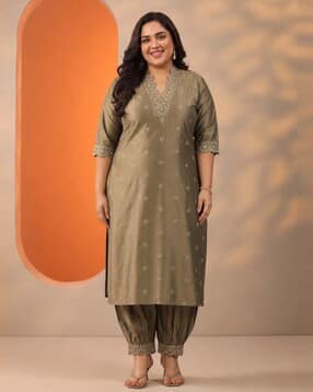 extra love by libas Women Embroidered Straight Kurta Set-picture-38
